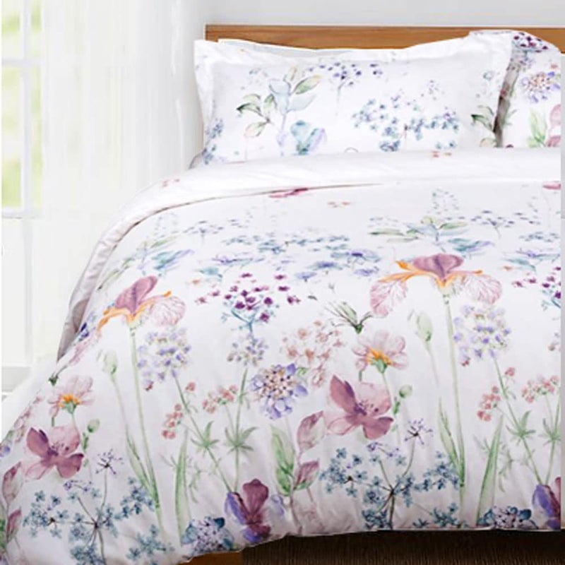 Nanko King Duvet Cover Set, White Red Blue Floral & Green Leaf Print Pattern 3 Piece - Microfiber Bedding Comforter Quilt Cover Zip Closure, Tie - Modern Style for Men and Women, 104X90 inch Flower - Image 4